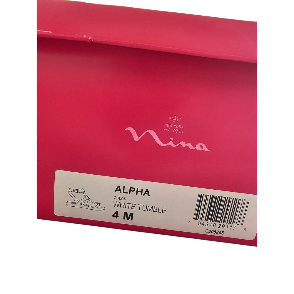 Nina Shoes Alpha Little Girls Gladiator Sandals Size 4 White Strappy Cushion - Picture 4 of 11